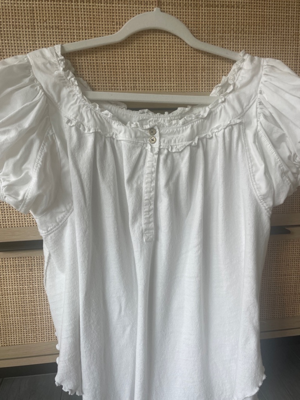 We the Free Women's White Puff Sleeve Peasant Top